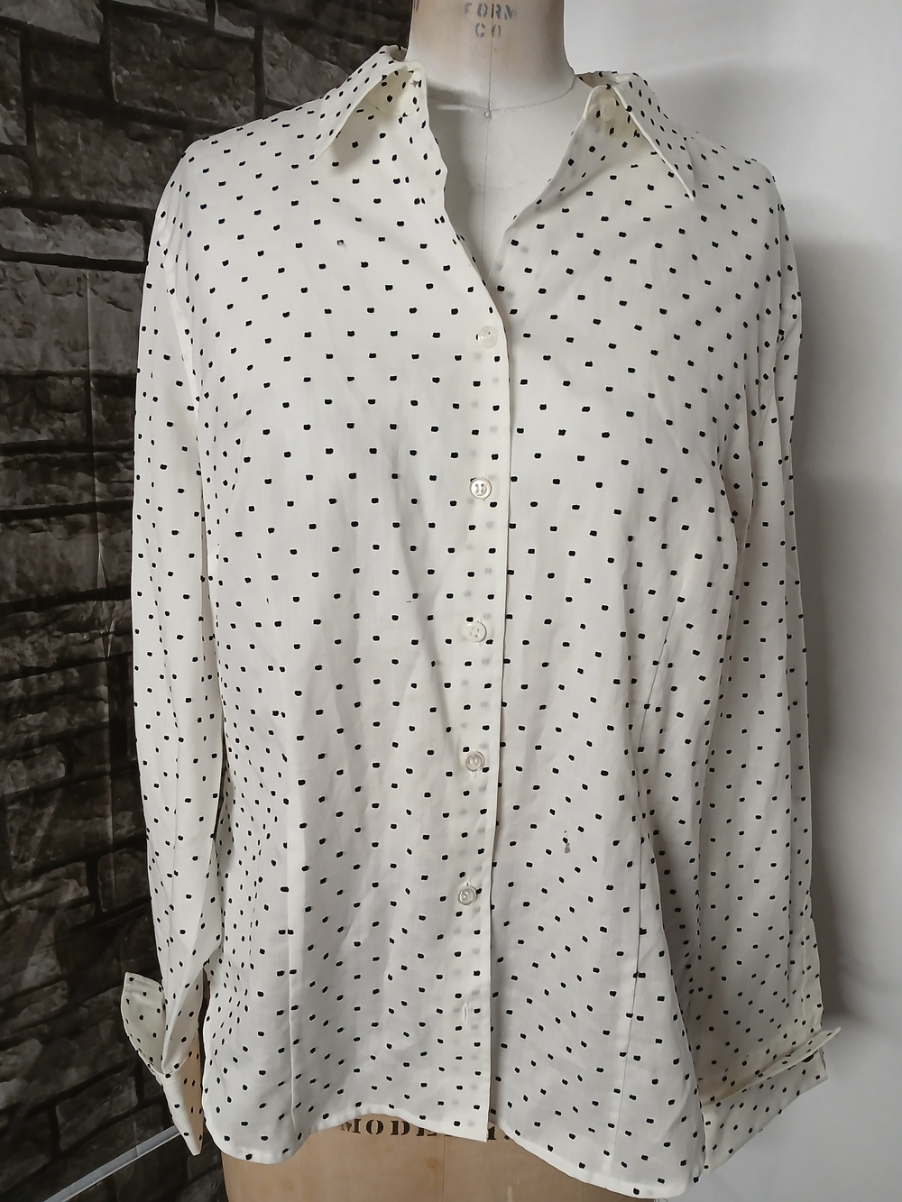 Talbots Cream Polka Dot Button-Down Blouse